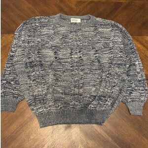 Umberto Styled in Italy Mens XL‎ Blue White Marled Knit Crewneck Sweater |w1